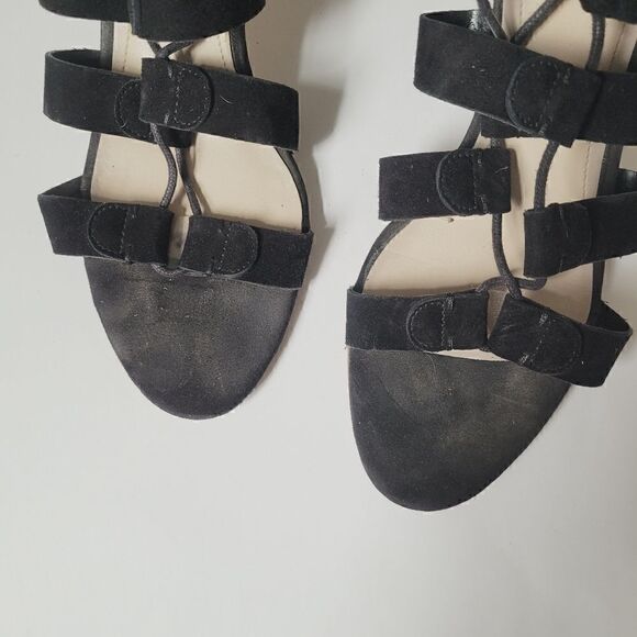 Marc Fisher Paradox Suede Block Heel Lace Up Sandals in Black Size 9 - Picture 8 of 9